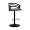 Armen Living Adele Adjustable Height Swivel Gray Faux Leather and Black Wood Bar Stool with Black Base LCADBAGRBL - alternate 1